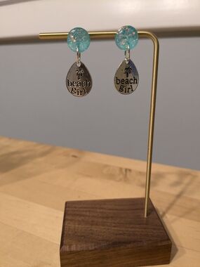 Beach Girl Turquoise Glitter Drop Earrings